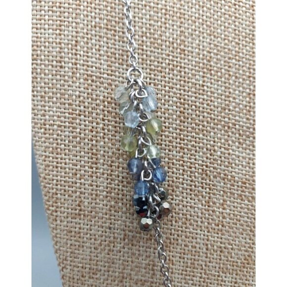 Coldwater Creek Silver Tone Long Station Chain Necklace Blue Ombre Crystal 36" - Picture 4 of 10